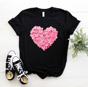 pink heart flower Print Women tshirt Cotton Casual Funny t shirt Gift 90s Lady Yong Girl Drop Ship PKT-894