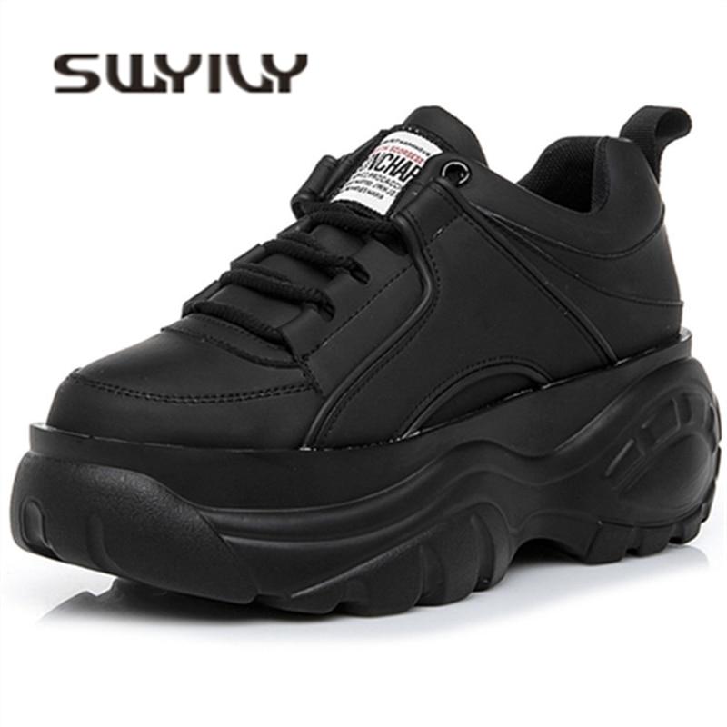 SWYIVY Casaul Shoes Woman High Platform Sneakers Women New 2020 Spring Female Shoes Black White Sneakers For Women Breathable 40