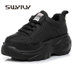 SWYIVY Casaul Shoes Woman High Platform Sneakers Women New 2020 Spring Female Shoes Black White Sneakers For Women Breathable 40