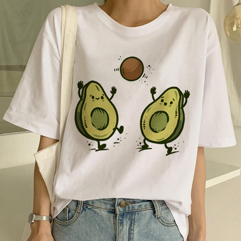 New Avocado Shirt Vegan T Shirt Women Harajuku Kawaii Short Sleeve T-shirt Vogue 90s Korean Style Tshirt Fashion Top Tees Female