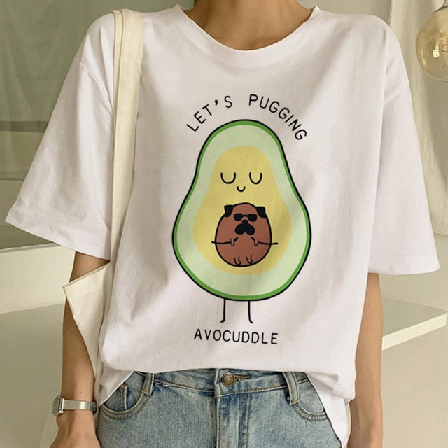 New Avocado Shirt Vegan T Shirt Women Harajuku Kawaii Short Sleeve T-shirt Vogue 90s Korean Style Tshirt Fashion Top Tees Female