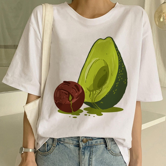 New Avocado Shirt Vegan T Shirt Women Harajuku Kawaii Short Sleeve T-shirt Vogue 90s Korean Style Tshirt Fashion Top Tees Female