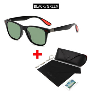 FUQIAN Hot Sale Polarized Sunglasses Men Women Classic Square Plastic Driving Sun Glasses Male Fashion Black Shades UV400