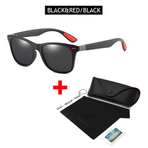 FUQIAN Hot Sale Polarized Sunglasses Men Women Classic Square Plastic Driving Sun Glasses Male Fashion Black Shades UV400