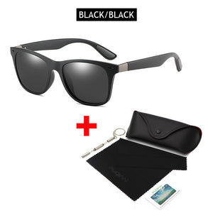FUQIAN Hot Sale Polarized Sunglasses Men Women Classic Square Plastic Driving Sun Glasses Male Fashion Black Shades UV400