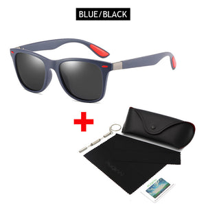 FUQIAN Hot Sale Polarized Sunglasses Men Women Classic Square Plastic Driving Sun Glasses Male Fashion Black Shades UV400