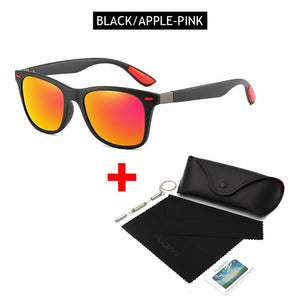 FUQIAN Hot Sale Polarized Sunglasses Men Women Classic Square Plastic Driving Sun Glasses Male Fashion Black Shades UV400