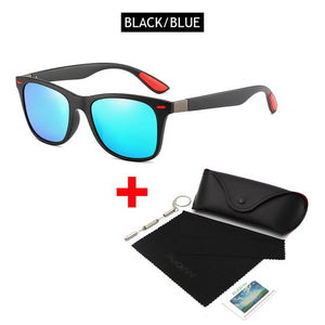 FUQIAN Hot Sale Polarized Sunglasses Men Women Classic Square Plastic Driving Sun Glasses Male Fashion Black Shades UV400