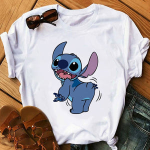 Women's Fashion T-Shirt Lilo Stitch Harajuku Kawaii Tshirts Lovely Cartoon Female Printed Casual T Shirt Cute  Casual Tops