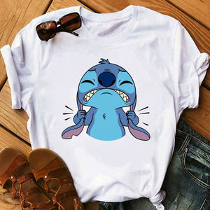 Women's Fashion T-Shirt Lilo Stitch Harajuku Kawaii Tshirts Lovely Cartoon Female Printed Casual T Shirt Cute  Casual Tops