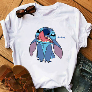 Women's Fashion T-Shirt Lilo Stitch Harajuku Kawaii Tshirts Lovely Cartoon Female Printed Casual T Shirt Cute  Casual Tops