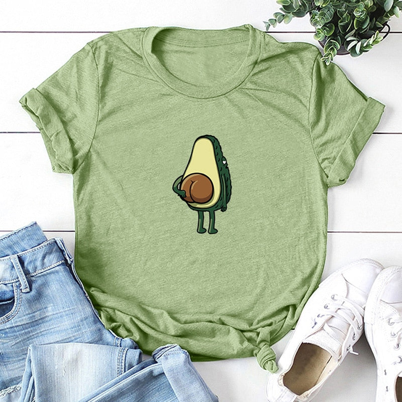 Women Graphic T shirts  Fashion T-shirts 2019 Polyester  Funny Print Avocado frog Tees Short Sleeve Tshirts Girls Gift Tops