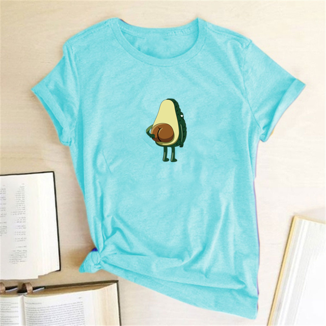 Women Graphic T shirts  Fashion T-shirts 2019 Polyester  Funny Print Avocado frog Tees Short Sleeve Tshirts Girls Gift Tops