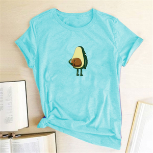 Women Graphic T shirts  Fashion T-shirts 2019 Polyester  Funny Print Avocado frog Tees Short Sleeve Tshirts Girls Gift Tops