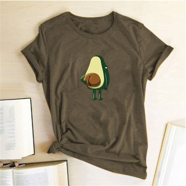 Women Graphic T shirts  Fashion T-shirts 2019 Polyester  Funny Print Avocado frog Tees Short Sleeve Tshirts Girls Gift Tops