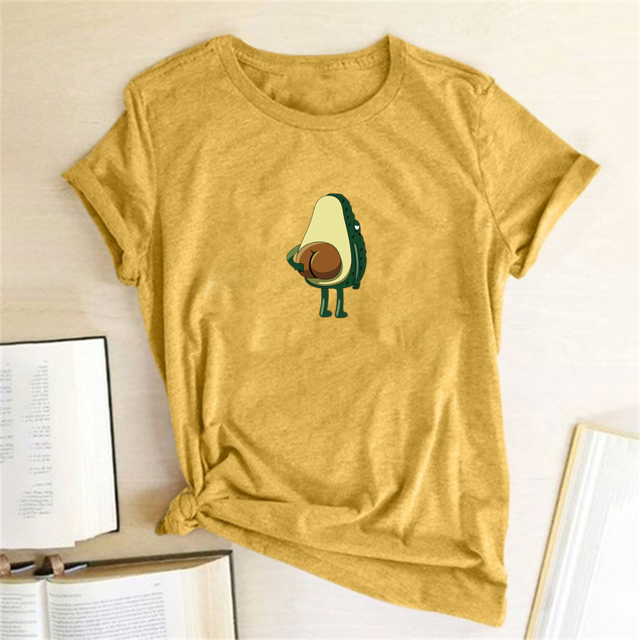 Women Graphic T shirts  Fashion T-shirts 2019 Polyester  Funny Print Avocado frog Tees Short Sleeve Tshirts Girls Gift Tops