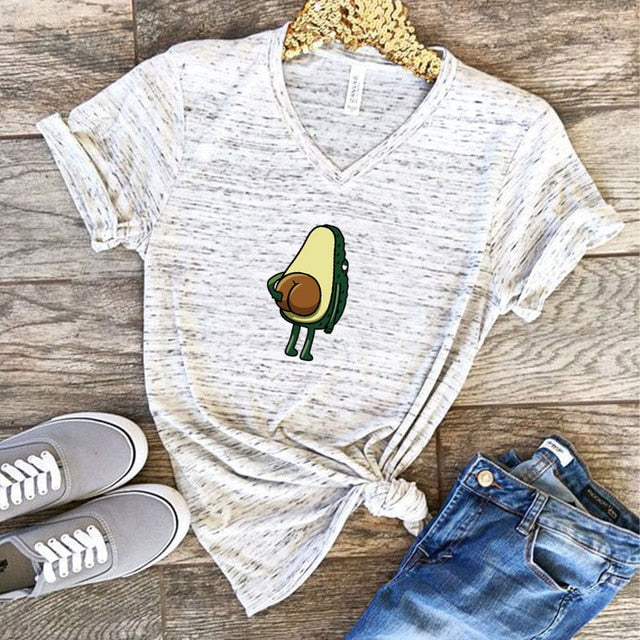 Women Graphic T shirts  Fashion T-shirts 2019 Polyester  Funny Print Avocado frog Tees Short Sleeve Tshirts Girls Gift Tops