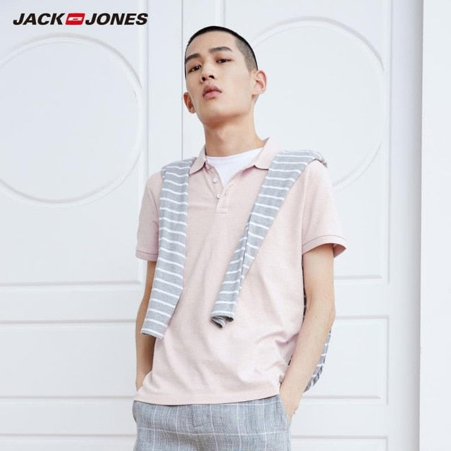 JackJones Men's Basic Solid Color Cotton Turn-down Collar Polo Shirt Menswear 219106516