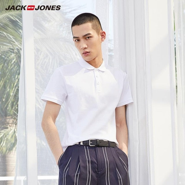 JackJones Men's Basic Solid Color Cotton Turn-down Collar Polo Shirt Menswear 219106516