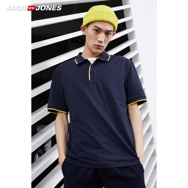 JackJones Men's Basic Solid Color Cotton Turn-down Collar Polo Shirt Menswear 219106516