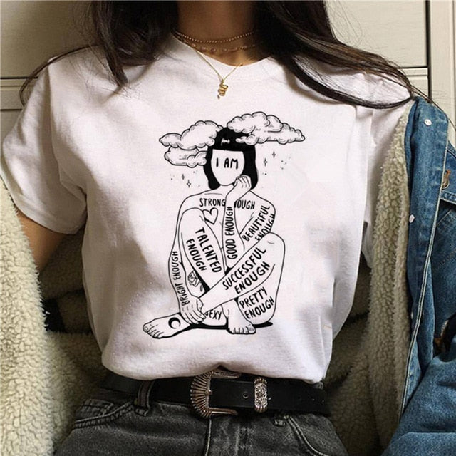 Feminists Harajuku T Shirt Women Feminism GRL PWR Ullzang T-shirt Girl Power 90s Graphic Tshirt Grunge Aesthetic Top Tees Female