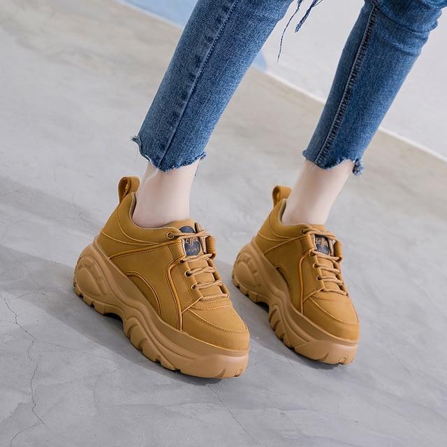 SWYIVY Casaul Shoes Woman High Platform Sneakers Women New 2020 Spring Female Shoes Black White Sneakers For Women Breathable 40