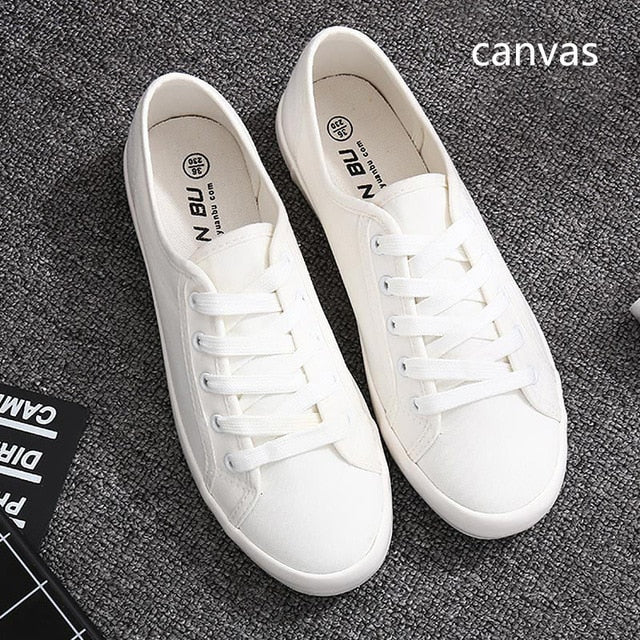 2019 new spring tenis feminino lace-up white shoes woman PU Leather solid color female shoes casual women shoes sneakers