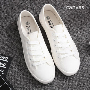 2019 new spring tenis feminino lace-up white shoes woman PU Leather solid color female shoes casual women shoes sneakers