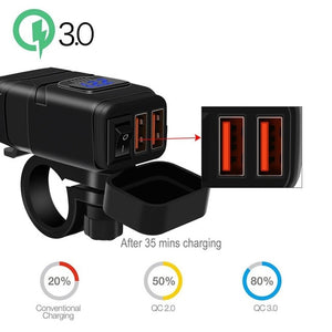 New Upgrade Practical Motorcycle Quick Charger 12V SAE to USB Adapter with Voltmeter On Off Switch Wholesale Quick delivery CSV