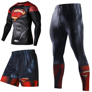 Superhero Compression Tracksuits Men's Sport Suit Quick Dry Running sets Clothes Sports Joggers Training Gym Fitness Man Set