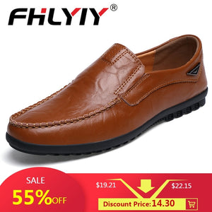 Genuine Leather Men's Casual Shoes Luxury Brand Mens Loafers Flats Breathable Slip on Black Driving Shoes Plus Size 38-47