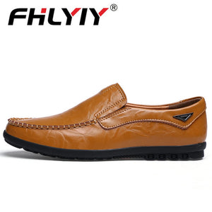 Genuine Leather Men's Casual Shoes Luxury Brand Mens Loafers Flats Breathable Slip on Black Driving Shoes Plus Size 38-47