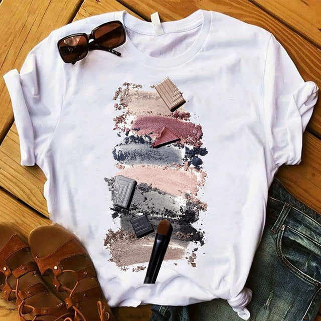 Women T Womens Graphic 3D Finger Nail Paint Color Fashion Cute Printed Top Tshirt Female Tee Shirt Ladies Clothes T-shirt