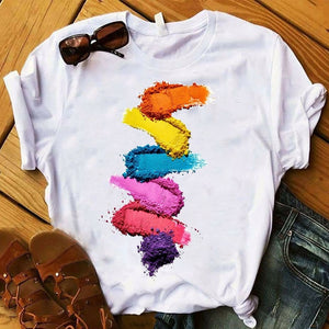 Women T Womens Graphic 3D Finger Nail Paint Color Fashion Cute Printed Top Tshirt Female Tee Shirt Ladies Clothes T-shirt