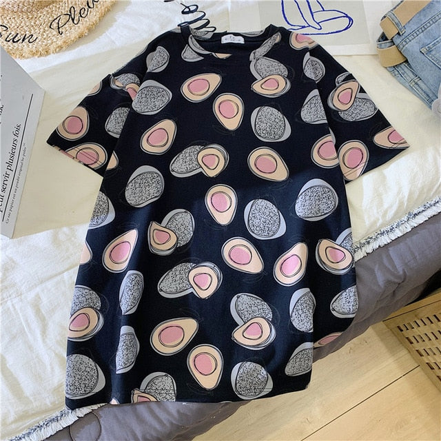 Korean Women shirts letters stripe Kawaii tops O-Neck All-match Students t-shirts autumn Harajuku Loose Clothing Casual T shirt