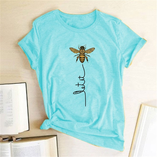 Hillbilly Women Bee Kind T-shirt Aesthetics Graphic Short Sleeve Cotton Polyester T Shirts Female Camisetas Verano Mujer 2019