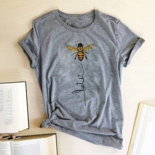 Hillbilly Women Bee Kind T-shirt Aesthetics Graphic Short Sleeve Cotton Polyester T Shirts Female Camisetas Verano Mujer 2019