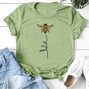 Hillbilly Women Bee Kind T-shirt Aesthetics Graphic Short Sleeve Cotton Polyester T Shirts Female Camisetas Verano Mujer 2019