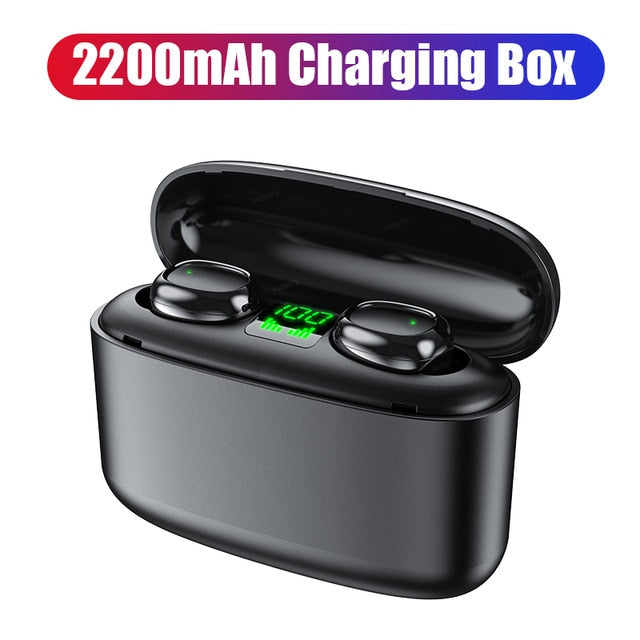 Bluetooth Wireless Headphones with 2200mAh Charging Case LED Power Display TWS Bluetooth Earphones Touch Control Sports Headsets