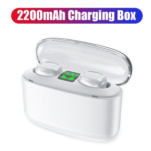 Bluetooth Wireless Headphones with 2200mAh Charging Case LED Power Display TWS Bluetooth Earphones Touch Control Sports Headsets