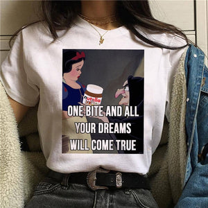 Nutella kawaii impressão t camisa feminina 90s harajuku ullzang moda camiseta gráfico bonito dos desenhos animados camiseta estilo coreano