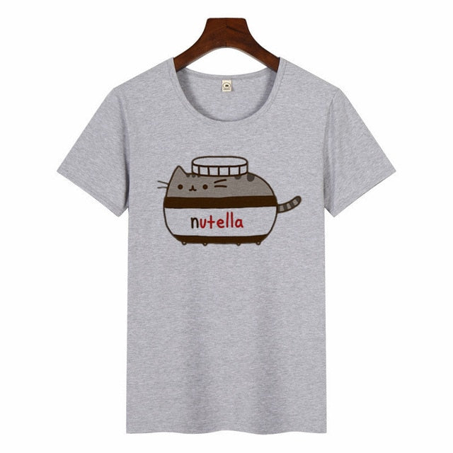 Nutella kawaii impressão t camisa feminina 90s harajuku ullzang moda camiseta gráfico bonito dos desenhos animados camiseta estilo coreano