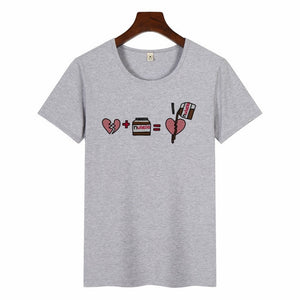 Nutella kawaii impressão t camisa feminina 90s harajuku ullzang moda camiseta gráfico bonito dos desenhos animados camiseta estilo coreano