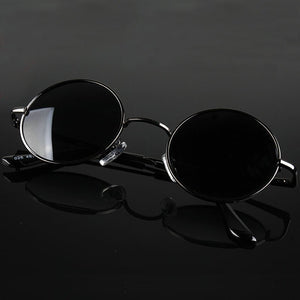 Gafas de sol polarizadas redondas clásicas Retro para hombre, gafas de sol de diseñador de marca para mujer, montura metálica, gafas negras para conducir