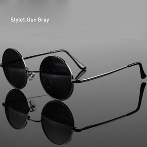Gafas de sol polarizadas redondas clásicas Retro para hombre, gafas de sol de diseñador de marca para mujer, montura metálica, gafas negras para conducir
