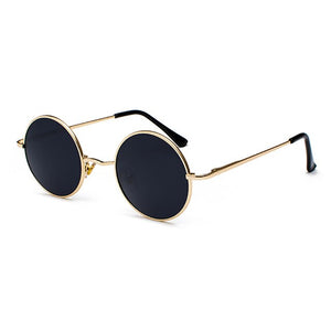Gafas de sol polarizadas redondas clásicas Retro para hombre, gafas de sol de diseñador de marca para mujer, montura metálica, gafas negras para conducir