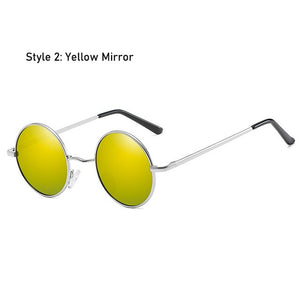 Gafas de sol polarizadas redondas clásicas Retro para hombre, gafas de sol de diseñador de marca para mujer, montura metálica, gafas negras para conducir