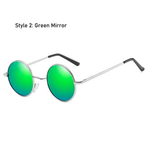 Gafas de sol polarizadas redondas clásicas Retro para hombre, gafas de sol de diseñador de marca para mujer, montura metálica, gafas negras para conducir