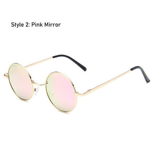 Gafas de sol polarizadas redondas clásicas Retro para hombre, gafas de sol de diseñador de marca para mujer, montura metálica, gafas negras para conducir