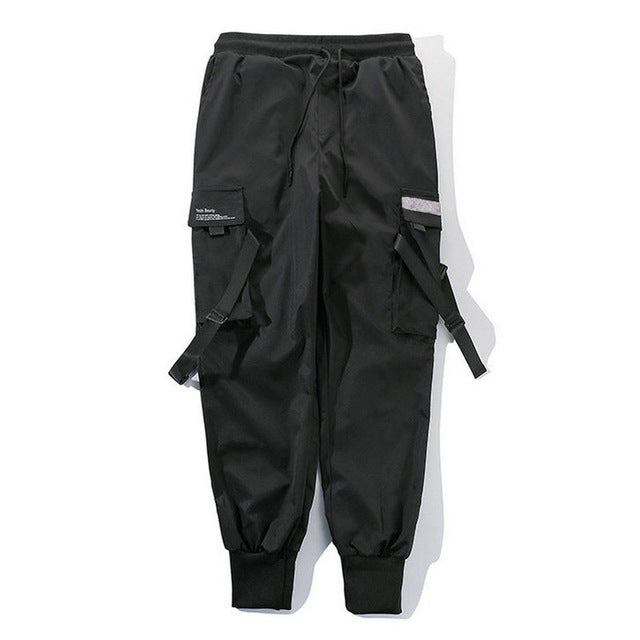 2019 Hip Hop Boy Multi-Bolsillo cintura elástica diseño Harem Pantalones Hombre Streetwear Punk Casual pantalones Jogger hombre baile pantalón negro